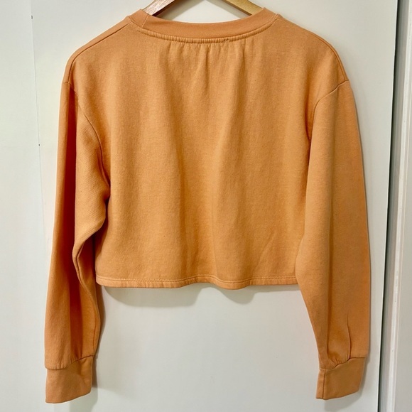 Zara| Cute Mustard Knit Cropped Fleece Sweatshirt Sz S - Picture 3 of 4